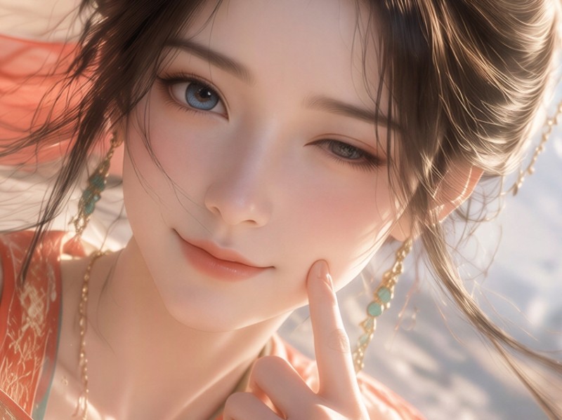 凡人修仙传 幕沛灵 手指按脸可爱表情4k手机壁纸高清全屏